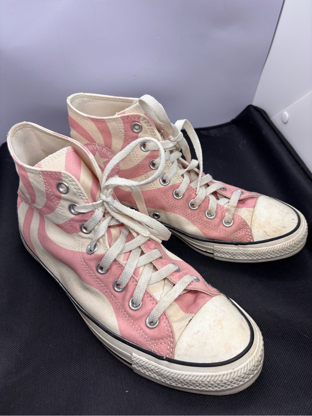 Converse High Top Sneakers - Pink and White Swirl Pattern